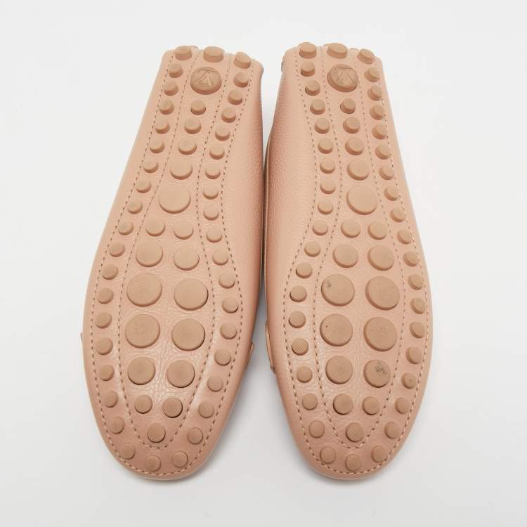 Pre Owned Louis Vuitton Light Pink Leather Dauphine Loafers Size 37.5