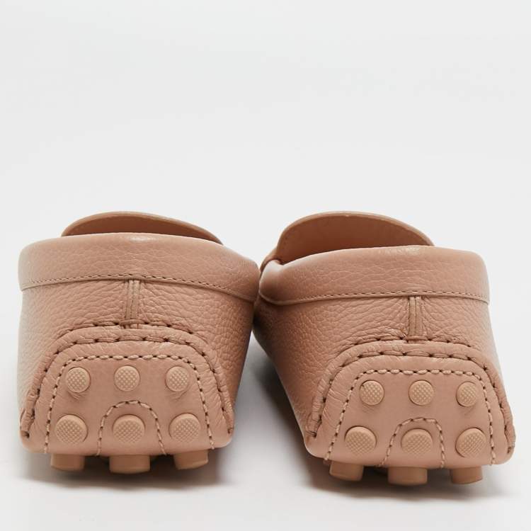 Pre Owned Louis Vuitton Light Pink Leather Dauphine Loafers Size 37.5