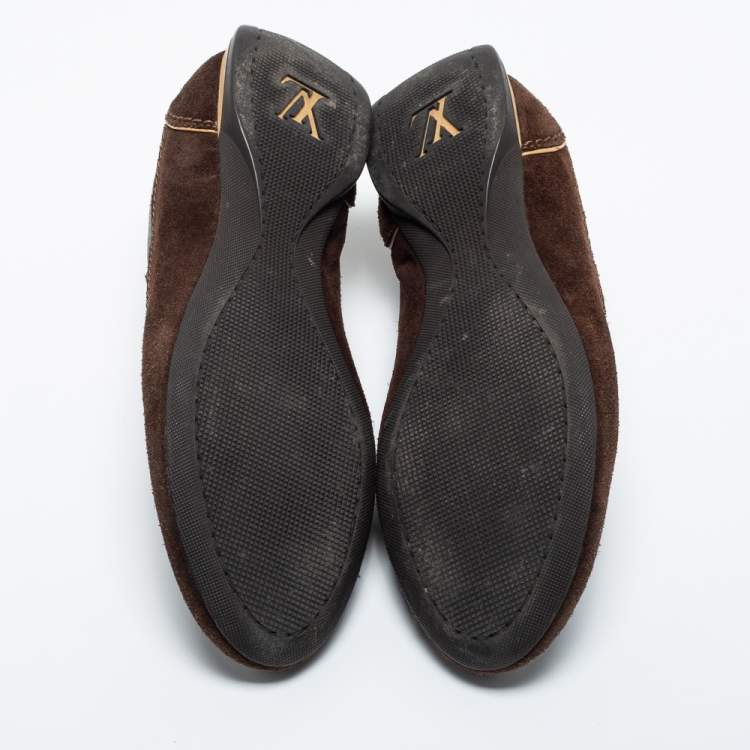 Pre Owned Louis Vuitton Brown Suede and Monogram Coated Canvas Energie Sneakers Size 35