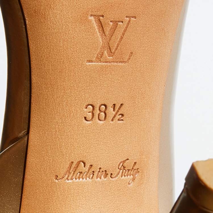 Pre Owned Louis Vuitton Metallic Bronze Leather Criss Cross Slingback Sandals Size 38.5