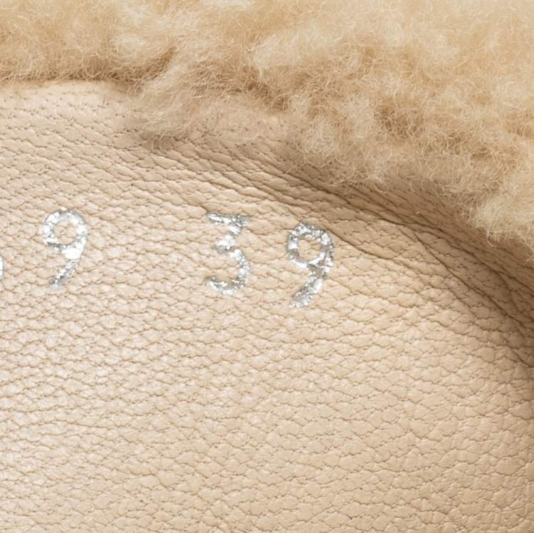 Pre Owned Louis Vuitton Beige Shearling Fur Flat Slides Size 39