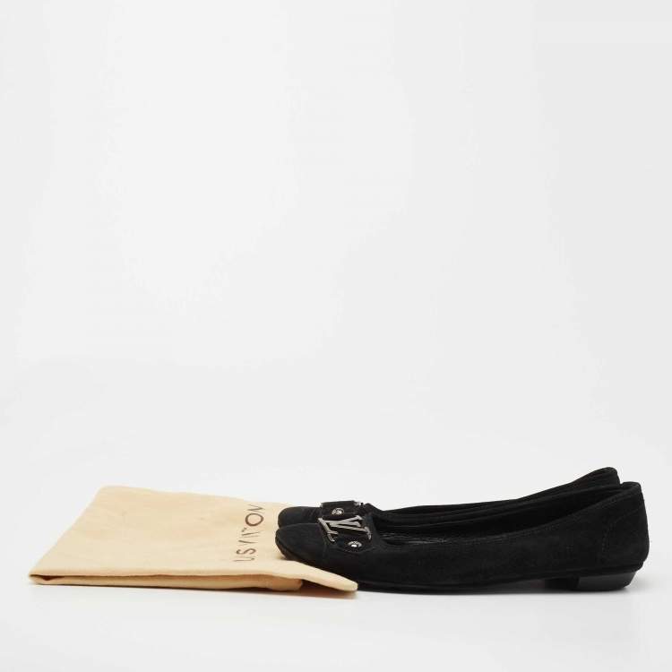 Pre Owned Louis Vuitton Black Suede Oxford Ballet Flats Size 38