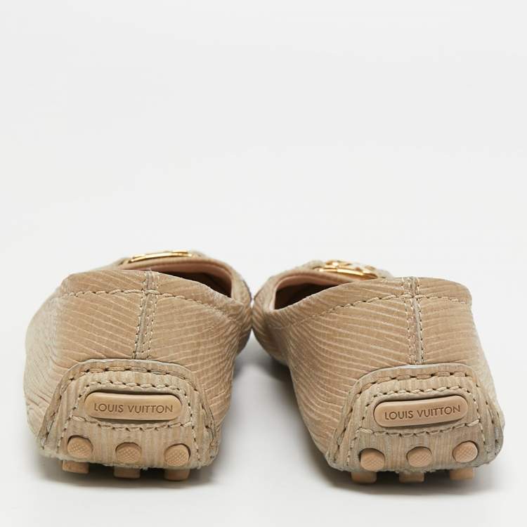 مملوكة مسبقًا Louis Vuitton Beige Nubuck Leather Oxford Ballet Flats Size 38