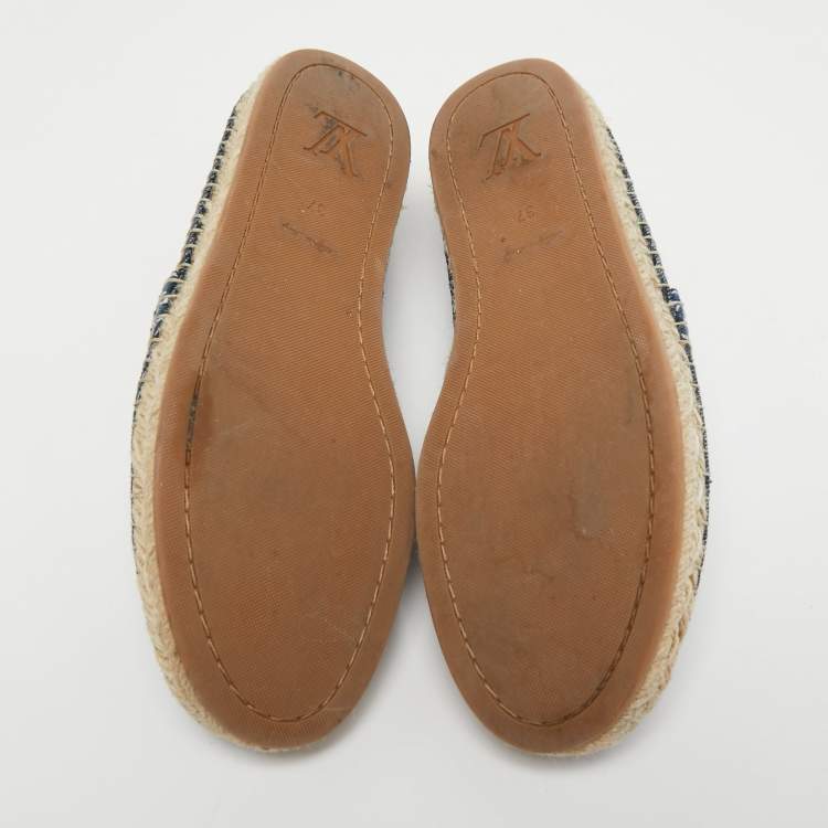 Pre Owned Louis Vuitton Navy Blue Denim Espadrille Flats Size 37