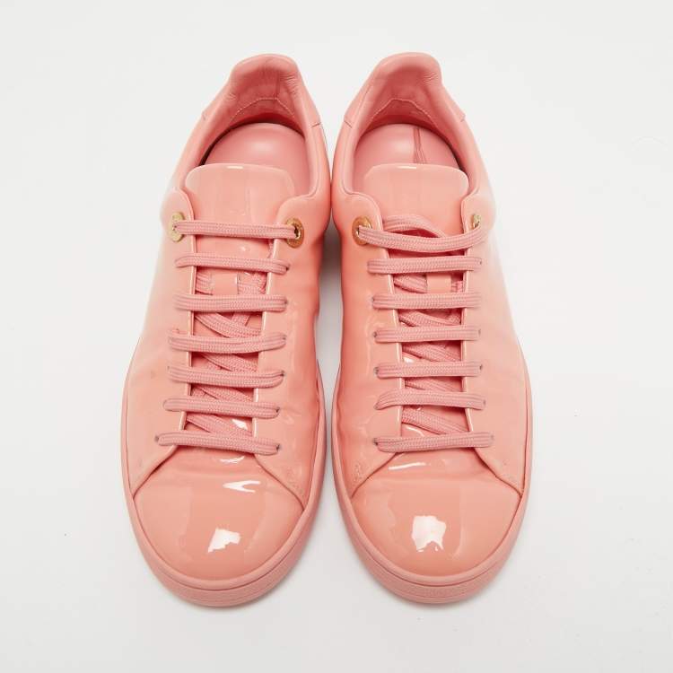 Pre Owned Louis Vuitton Pink Patent Leather Frontrow Sneakers Size 37