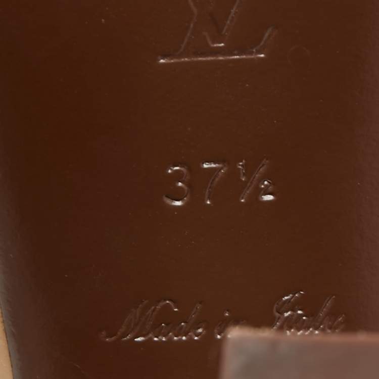 Pre Owned Louis Vuitton Beige Monogram Vernis Leather Tamara Slingback Pumps Size 37.5