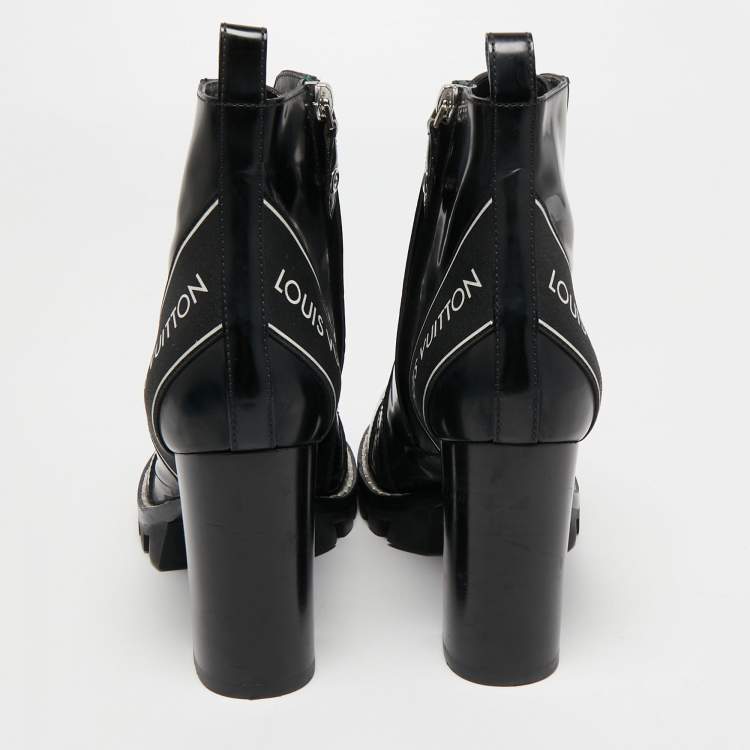 Pre Owned Louis Vuitton Black leather Star Trail Ankle Boots Size 38.5