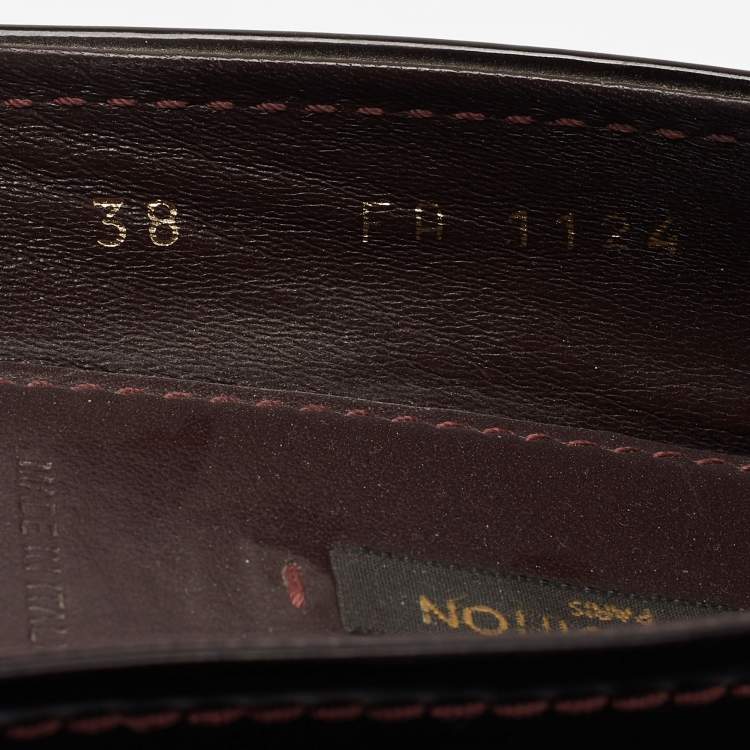 Pre Owned Louis Vuitton Burgundy Patent Leather Oxford Ballet Flats Size 38