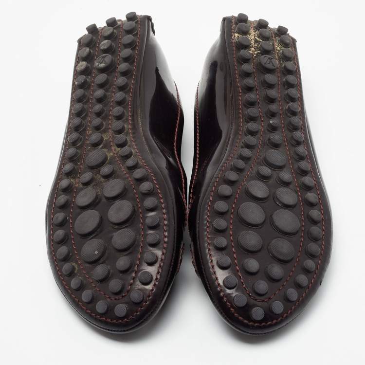 Pre Owned Louis Vuitton Burgundy Patent Leather Oxford Ballet Flats Size 38