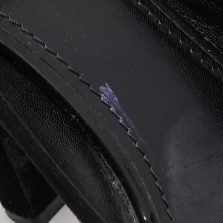 Pre Owned Louis Vuitton Black Suede Peep Toe Pumps Size 39