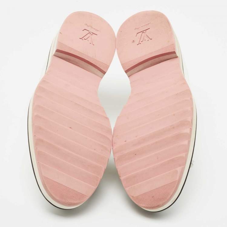 Pre Owned Louis Vuitton White Leather Slip On Loafers Size 39