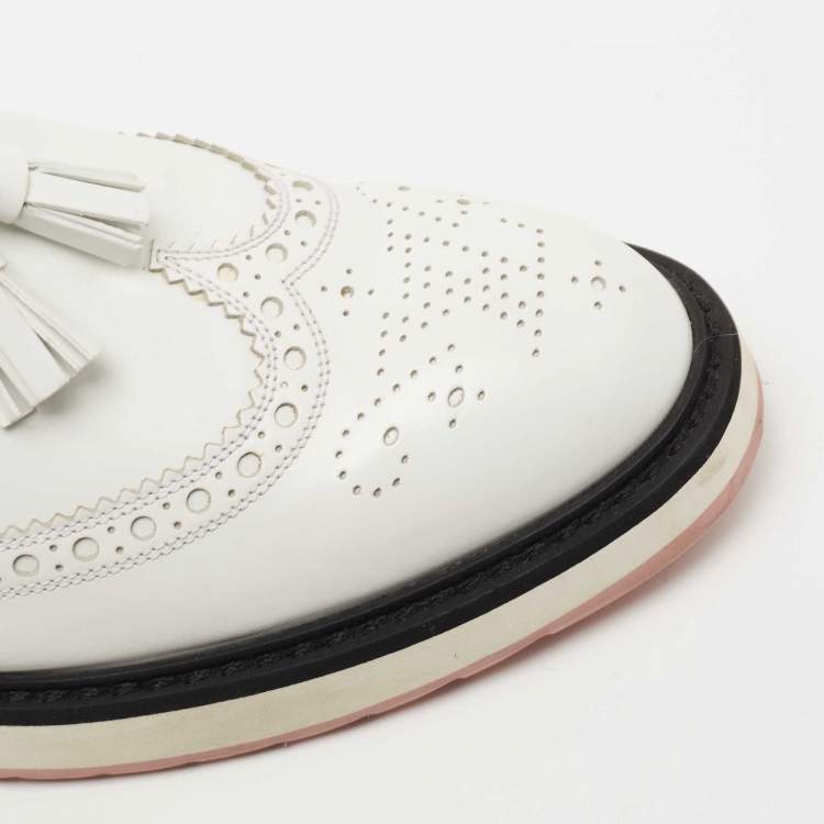 Pre Owned Louis Vuitton White Leather Slip On Loafers Size 39