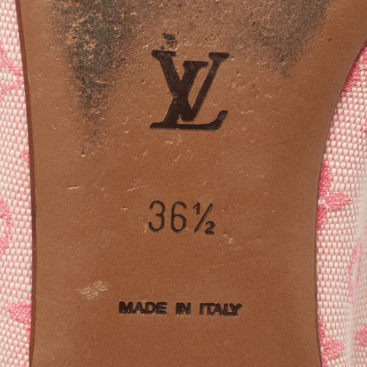 Pre Owned Louis Vuitton Pink Monogram Canvas Mini Lin Ballet Flats Size 36.5