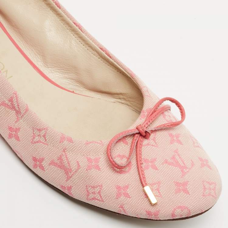 Pre Owned Louis Vuitton Pink Monogram Canvas Mini Lin Ballet Flats Size 36.5