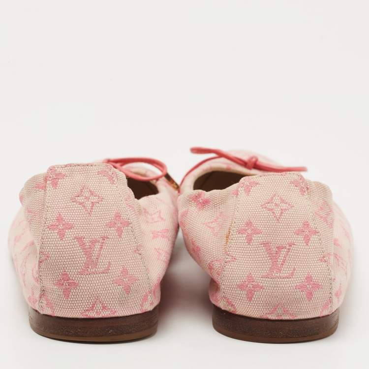 Pre Owned Louis Vuitton Pink Monogram Canvas Mini Lin Ballet Flats Size 36.5