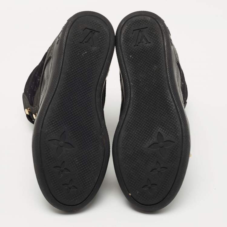 Pre Owned Louis Vuitton Black Leather and Nubuck Wedge Sneakers Size 35 