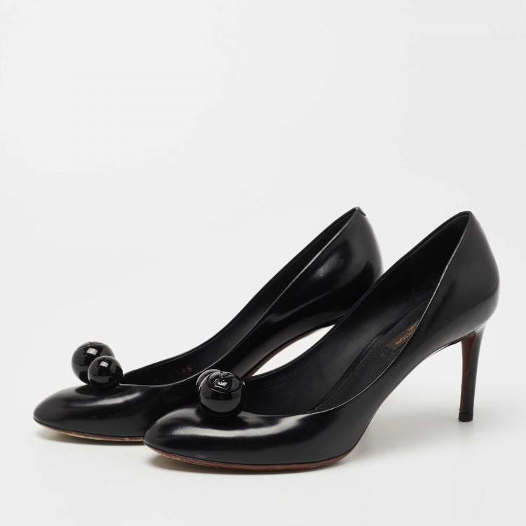 Pre Owned Louis Vuitton Black Leather Ball Pumps Size 38