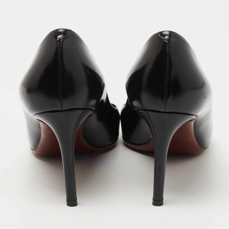 Pre Owned Louis Vuitton Black Leather Ball Pumps Size 38