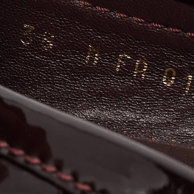 Pre Owned Louis Vuitton Burgundy Patent Leather Oxford Loafers Size 38