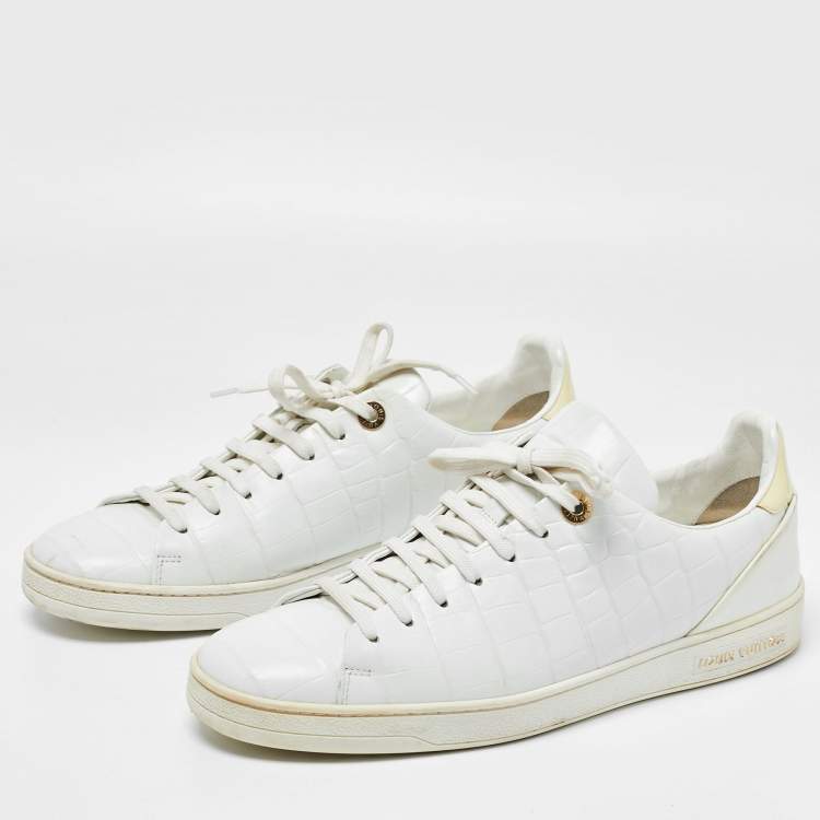 Louis Vuitton White Croc Embossed Leather Frontrow Sneakers Size 40 Louis  Vuitton