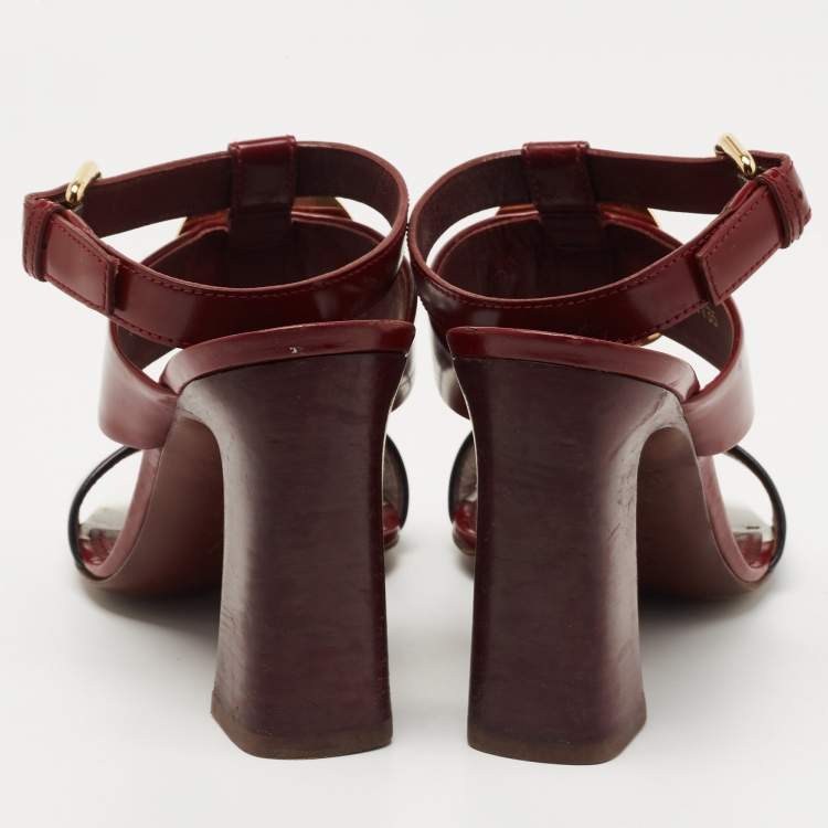 Pre Owned Louis Vuitton Tricolor Leather Ankle Strap Sandals Size 36.5