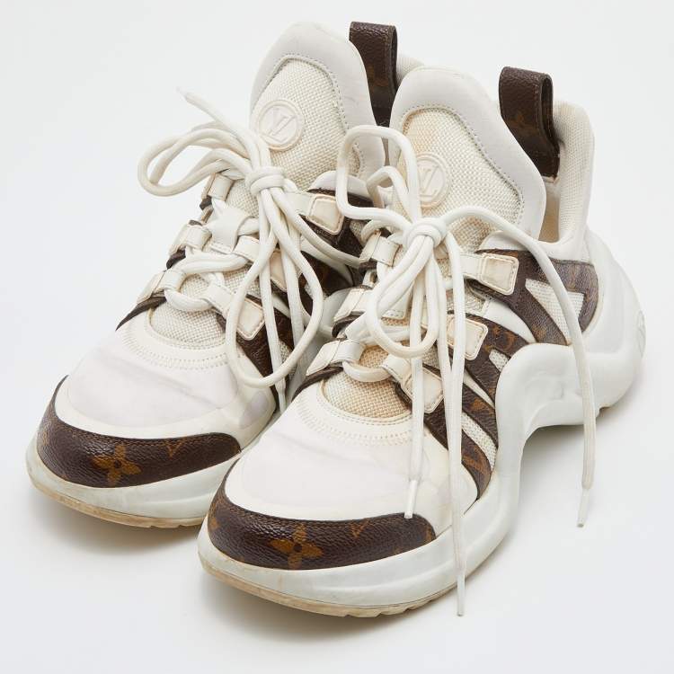 Louis Vuitton White/Brown Mesh, Leather and Monogram Canvas Archlight  Sneakers Size 40 Louis Vuitton
