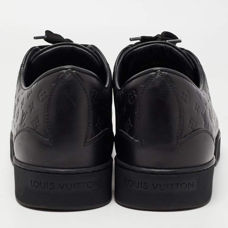Pre Owned Louis Vuitton Black Monogram Embossed Leather Low Top Sneakers Size 39.5