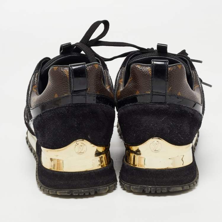 مملوكة مسبقًا Louis Vuitton Black/Brown Mesh and Monogram Canvas Run Away Sneakers Size 36