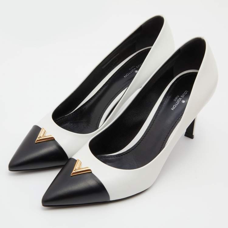 Louis Vuitton White/Black Leather Heartbreaker Pumps Size 39 - ShopStyle