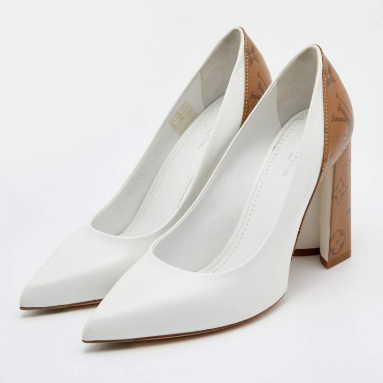 Patent leather heels Louis Vuitton White size 38 EU in Patent leather -  36941390