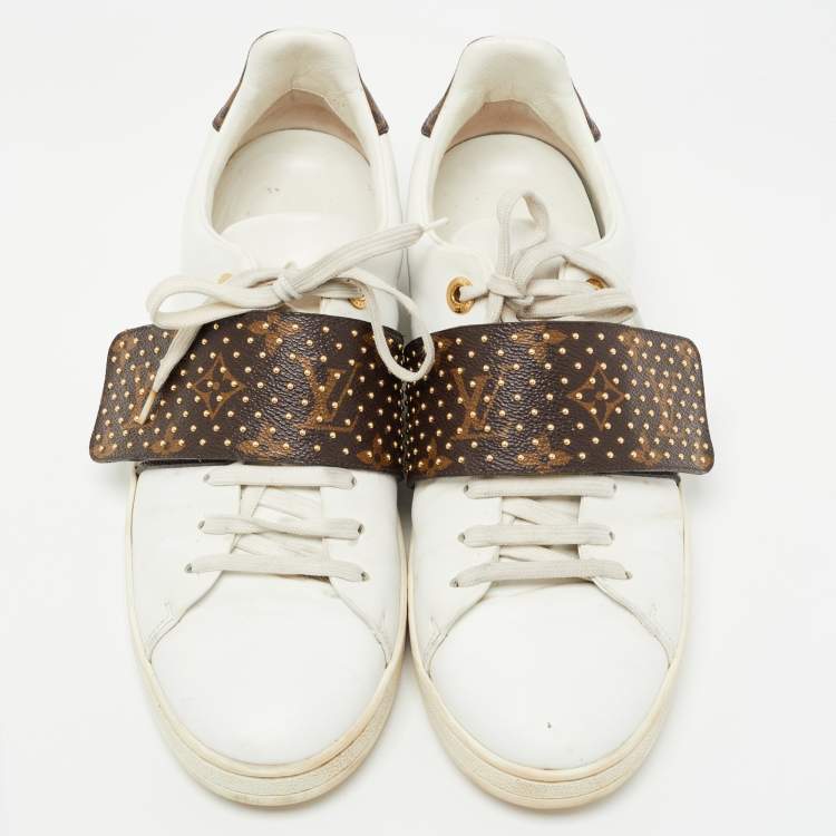 Pre Owned Louis Vuitton White Leather Frontrow  Sneakers Size 39.5