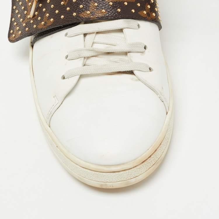 Pre Owned Louis Vuitton White Leather Frontrow  Sneakers Size 39.5