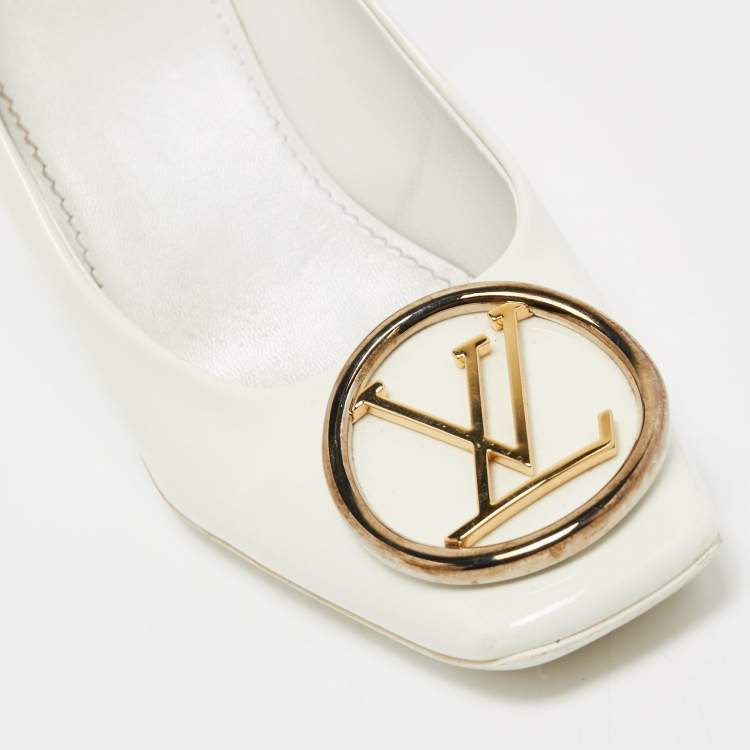 Pre Owned Louis Vuitton White Patent Leather Madeleine Pumps Size 39