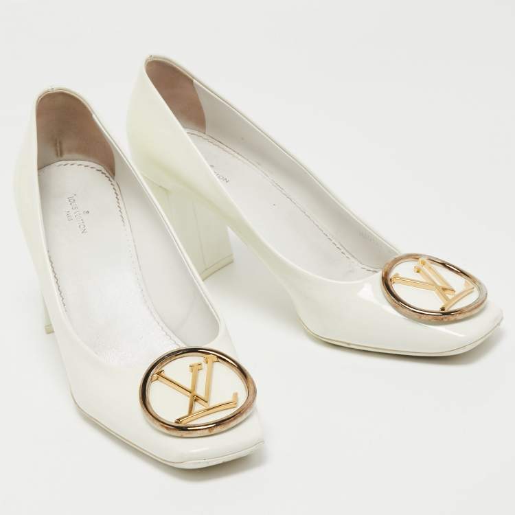 Pre Owned Louis Vuitton White Patent Leather Madeleine Pumps Size 39