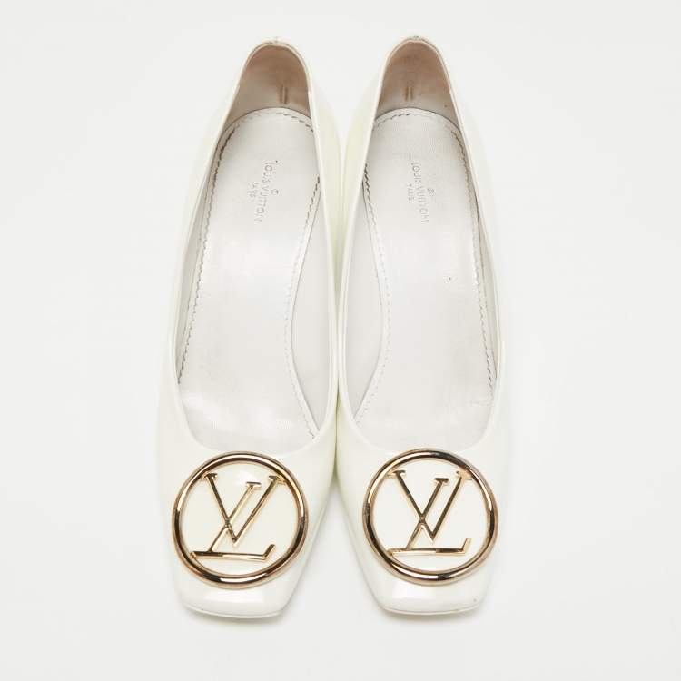 Pre Owned Louis Vuitton White Patent Leather Madeleine Pumps Size 39