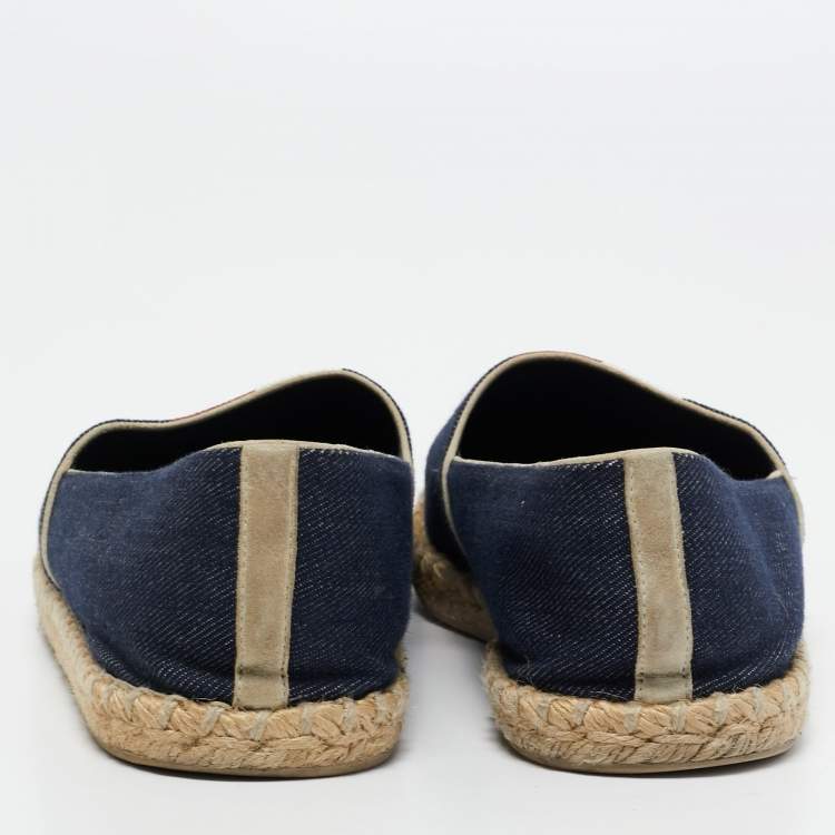 Pre Owned Louis Vuitton Navy Blue Denim Postcard Espadrilles Flats Size 39