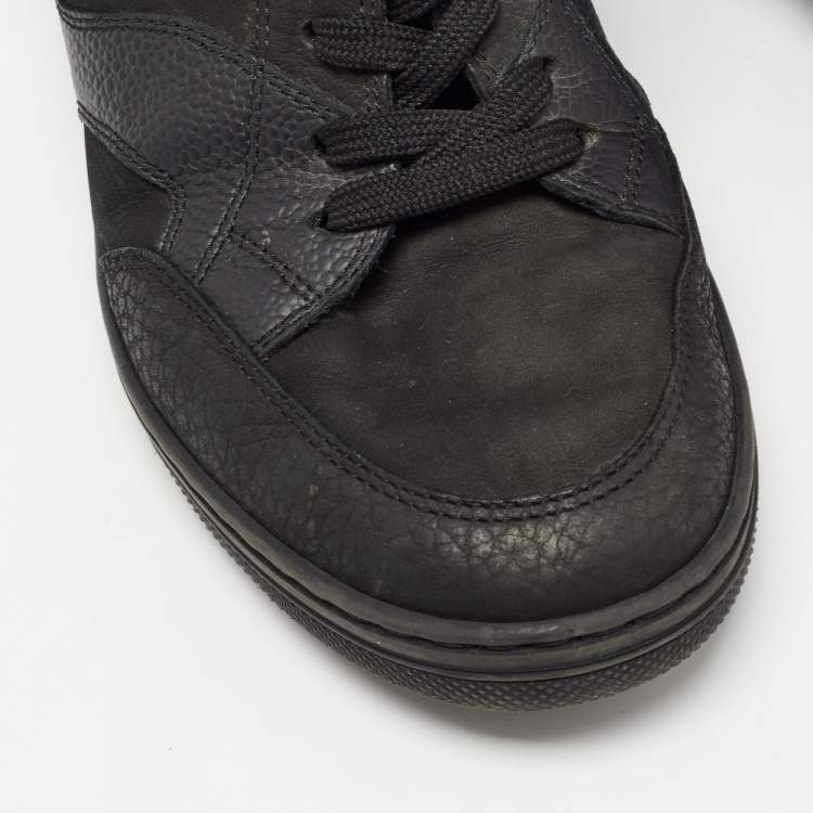 Pre Owned Louis Vuitton Black Monogram Suede and Leather Millennium Wedge Sneakers Size 39