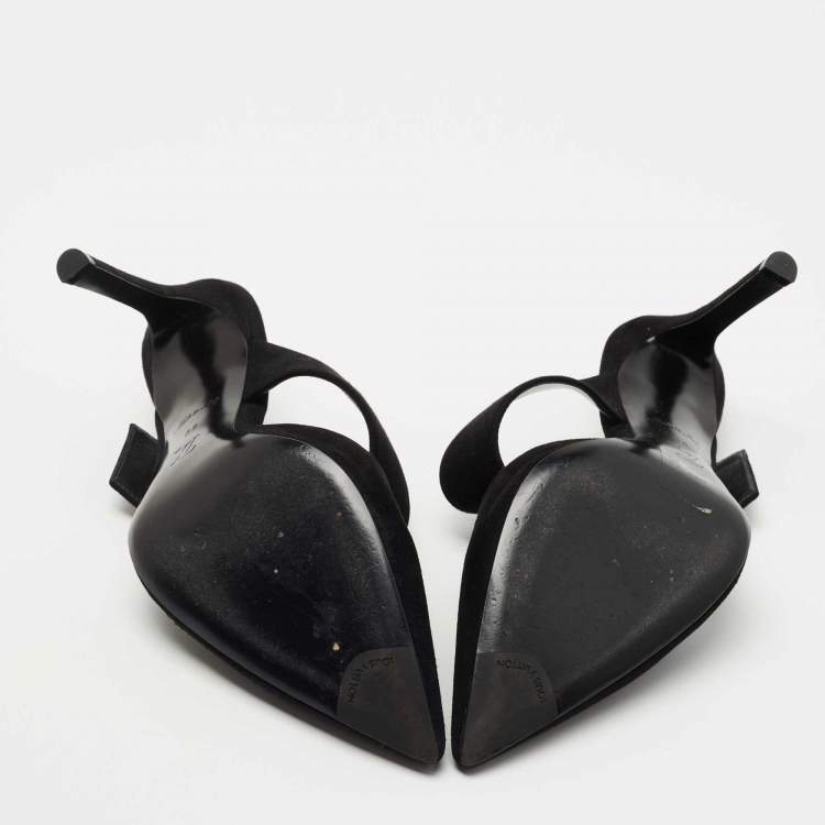 Pre Owned Louis Vuitton Black Suede Madeleine Mules Size 38