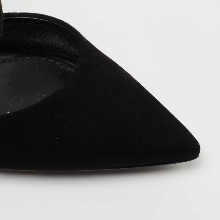 Pre Owned Louis Vuitton Black Suede Madeleine Mules Size 38