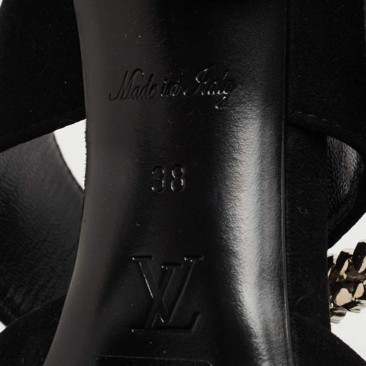 Pre Owned Louis Vuitton Black Suede Madeleine Mules Size 38