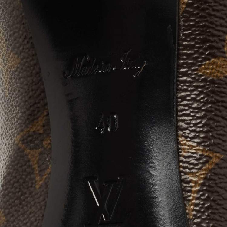 Pre Owned Louis Vuitton Metallic/Brown Leather and Monogram Canvas Fetish Pumps Size 40
