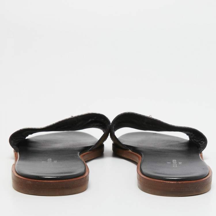 مملوكة مسبقًا Louis Vuitton Brown Monogram Canvas Lock It Flat Slides Size 37