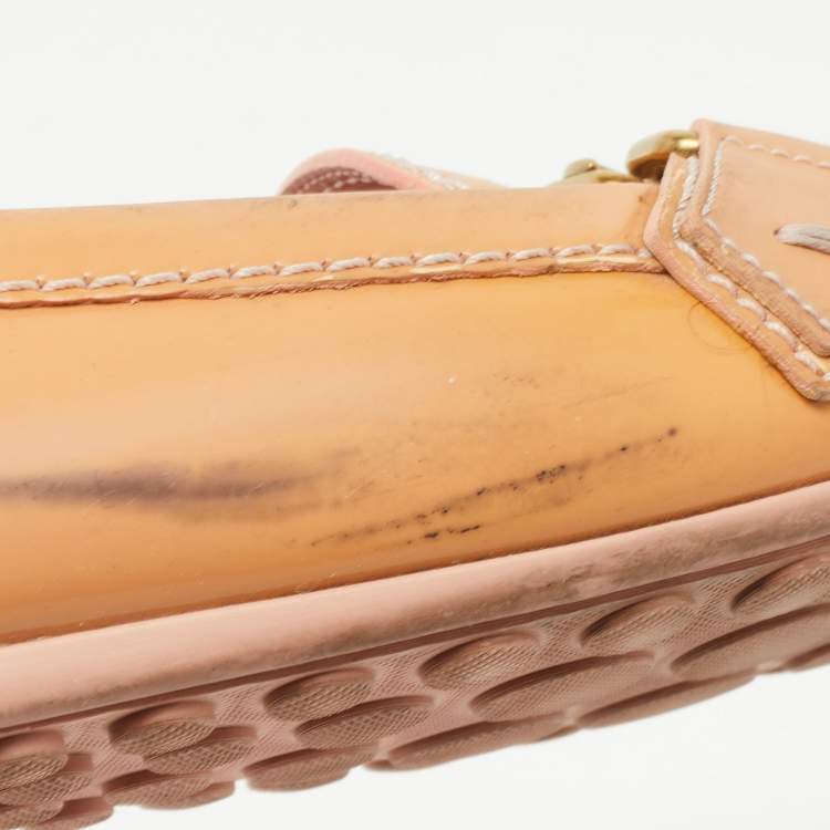 Pre Owned Louis Vuitton Beige Patent Leather Oxford Loafers Size 38