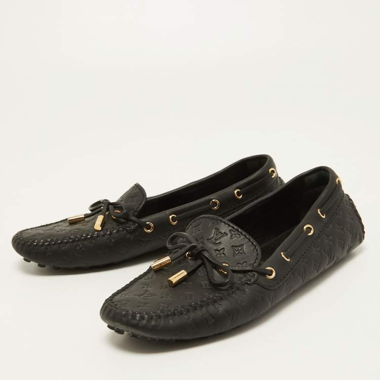 Louis Vuitton Black Monogram Leather Gloria Loafers Size 38 Louis Vuitton