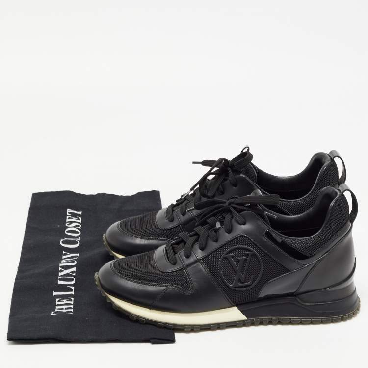 Pre Owned Louis Vuitton Black Leather and Mesh Run Away Sneakers Size 36.5
