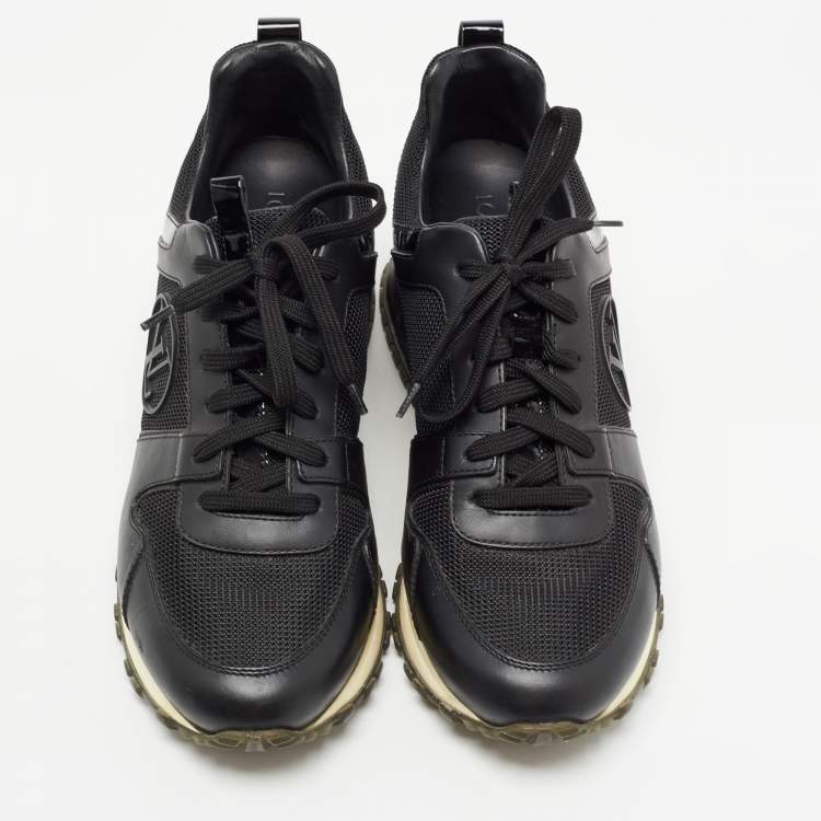 Pre Owned Louis Vuitton Black Leather and Mesh Run Away Sneakers Size 36.5