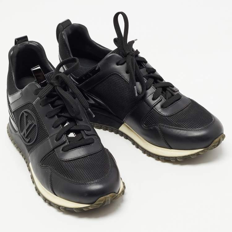 Pre Owned Louis Vuitton Black Leather and Mesh Run Away Sneakers Size 36.5