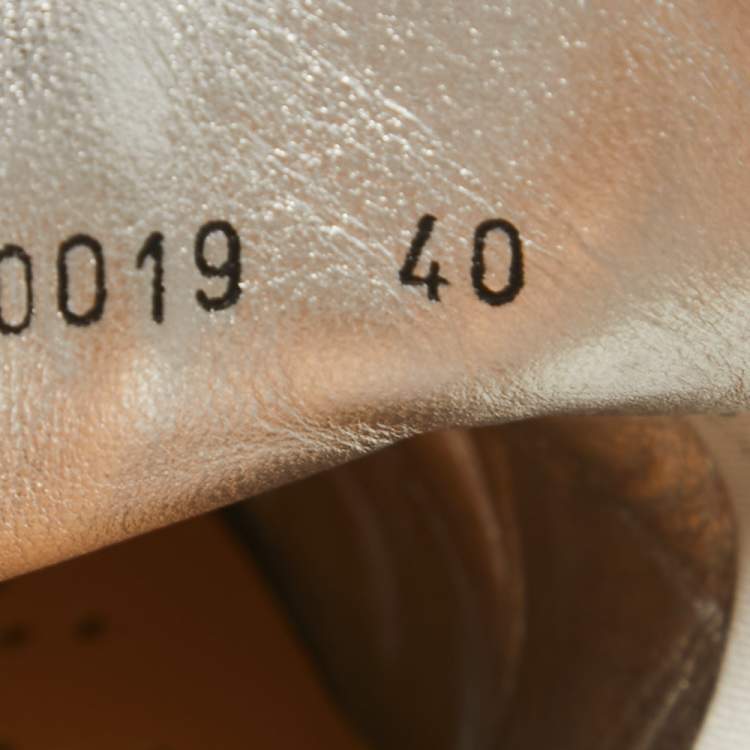 Pre Owned Louis Vuitton Metallic Silver Monogram Leather Sneakers Size 40