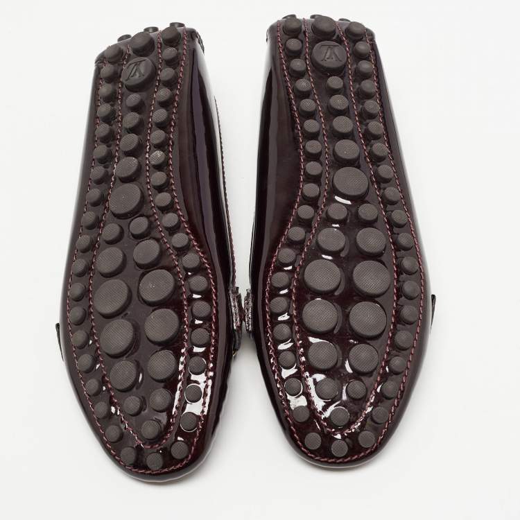 Pre Owned Louis Vuitton Burgundy Patent leather Oxford Loafers Size 39
