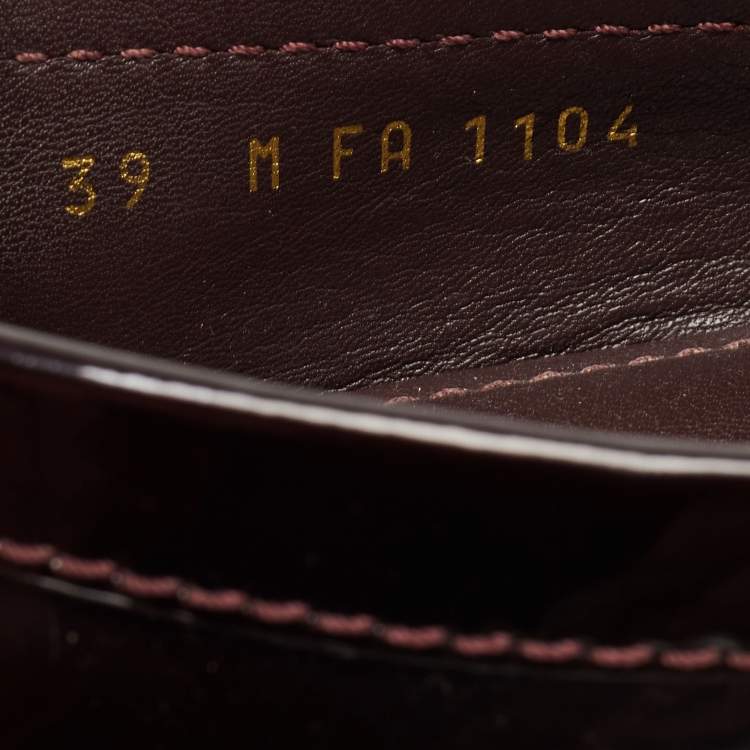 Pre Owned Louis Vuitton Burgundy Patent leather Oxford Loafers Size 39